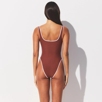SIGNATURE SWIM SNAP FRONT ONE PIECE | HENNA CONTRAST