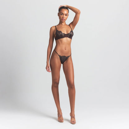 SILK LACE UNLINED DEMI BRA | ESPRESSO CONTRAST