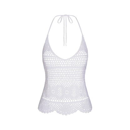 SWIM COVER-UPS CROCHET HALTER CAMI TOP | SNOW