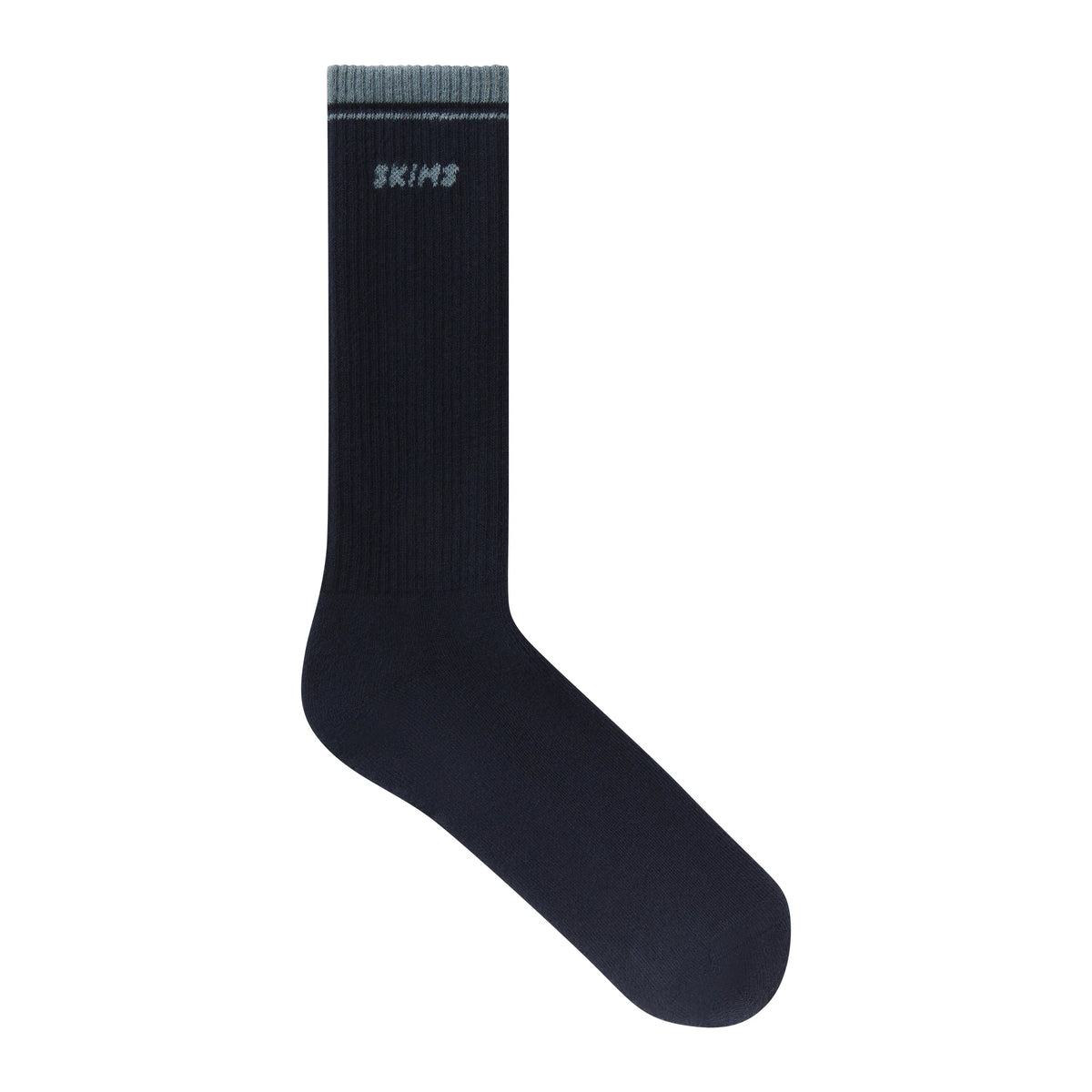 SKIMS SOCKS RIBBED CREW LOGO SOCK | NAVY AND KYANITE