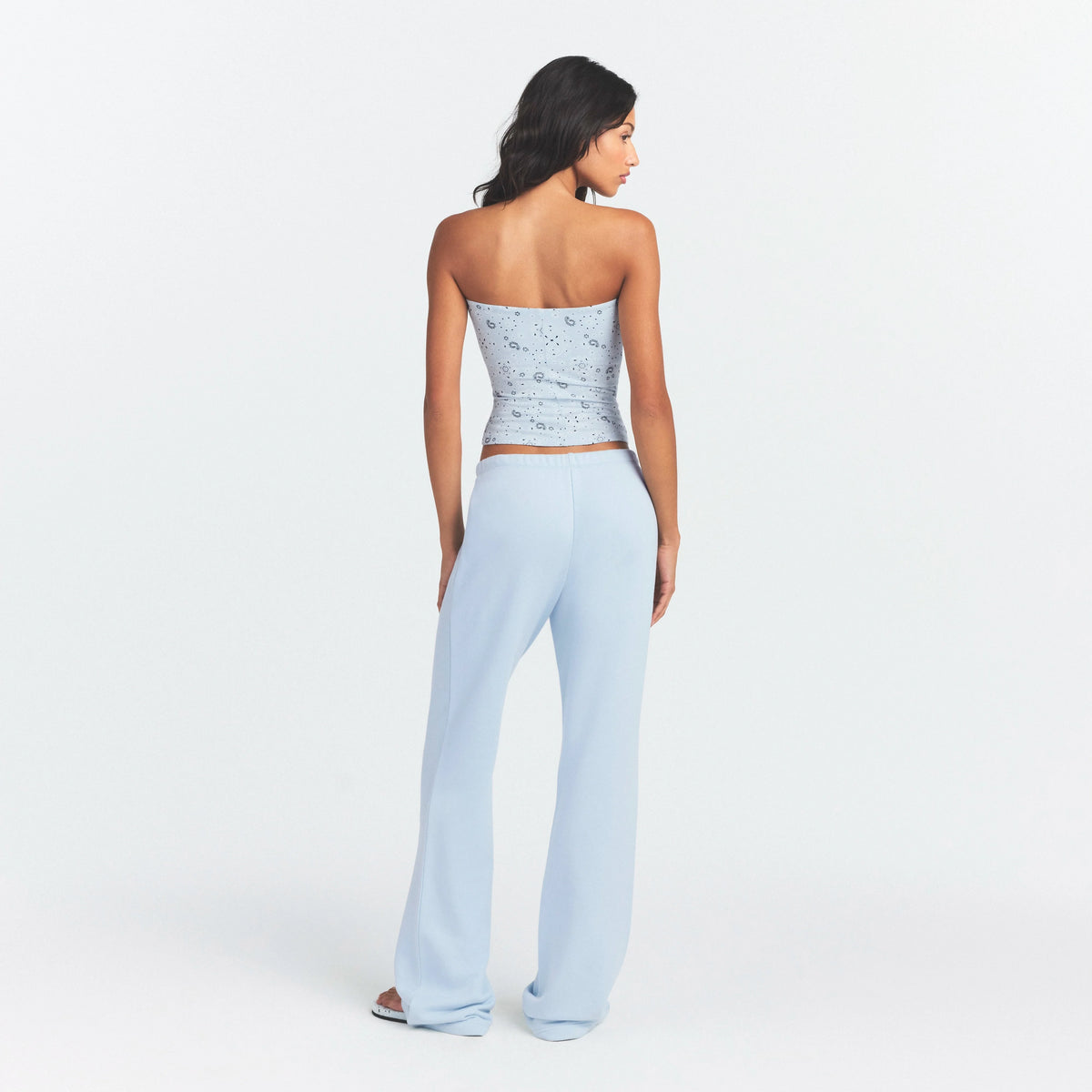 DRAPEY FRENCH TERRY STRAIGHT LEG PANT | POWDER BLUE