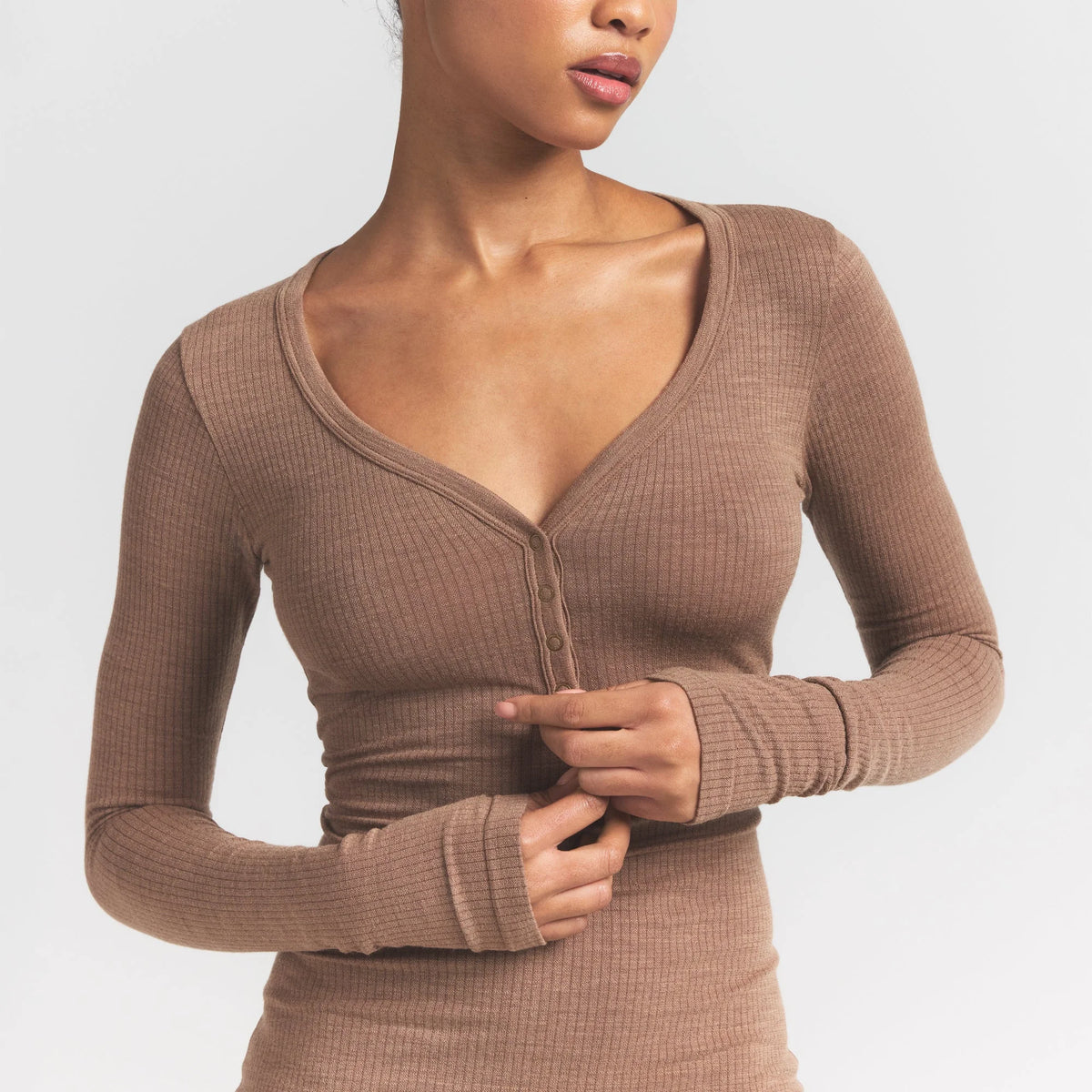 WOOL RIB HENLEY DRESS | SIENNA