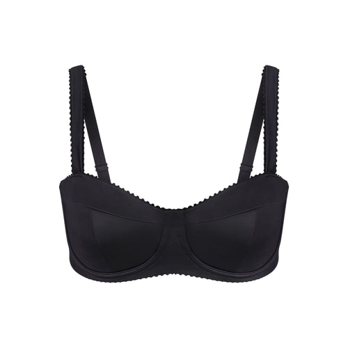 NikeSKIMS SATIN SHINE PANELED PICOT BRA | OBSIDIAN