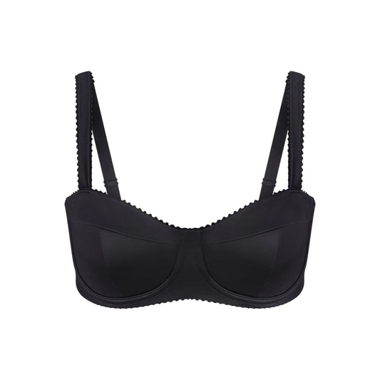 NikeSKIMS SATIN SHINE PANELED PICOT BRA | OBSIDIAN