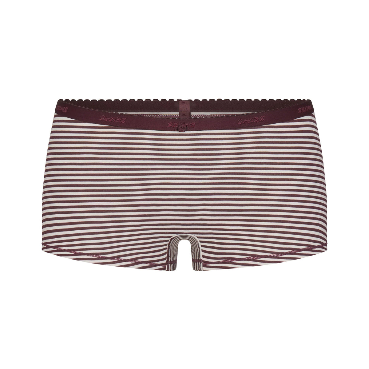 LIGHTWEIGHT COTTON LOGO PICOT CAMI AND BOY SHORT SET | CURRANT FEEDER STRIPE