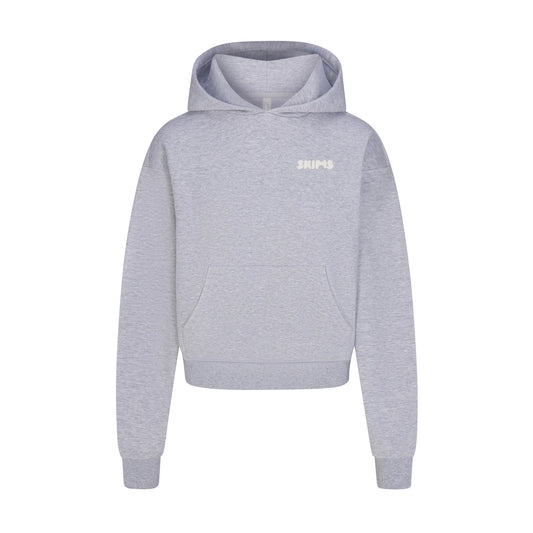 COTTON FLEECE HOODIE WITH EMBOSSED LOGO | HEATHER GREY
