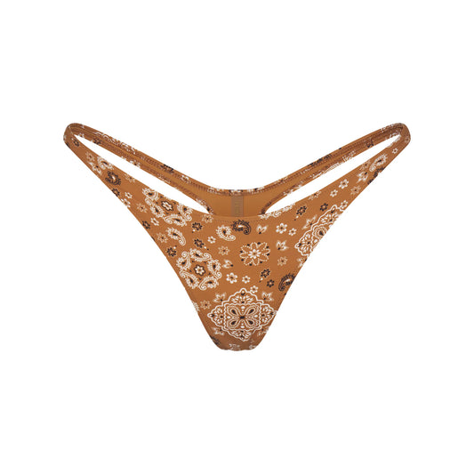 SIGNATURE SWIM THONG BIKINI BOTTOM | ALMOND BANDANA