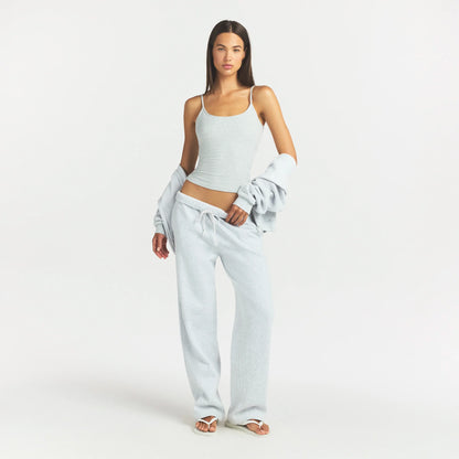 COTTON FLEECE STRAIGHT LEG PANT | LIGHT HEATHER GREY