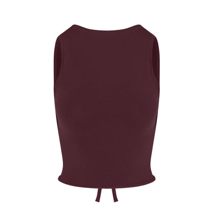 COTTON JERSEY TIE BACK TANK | CURRANT