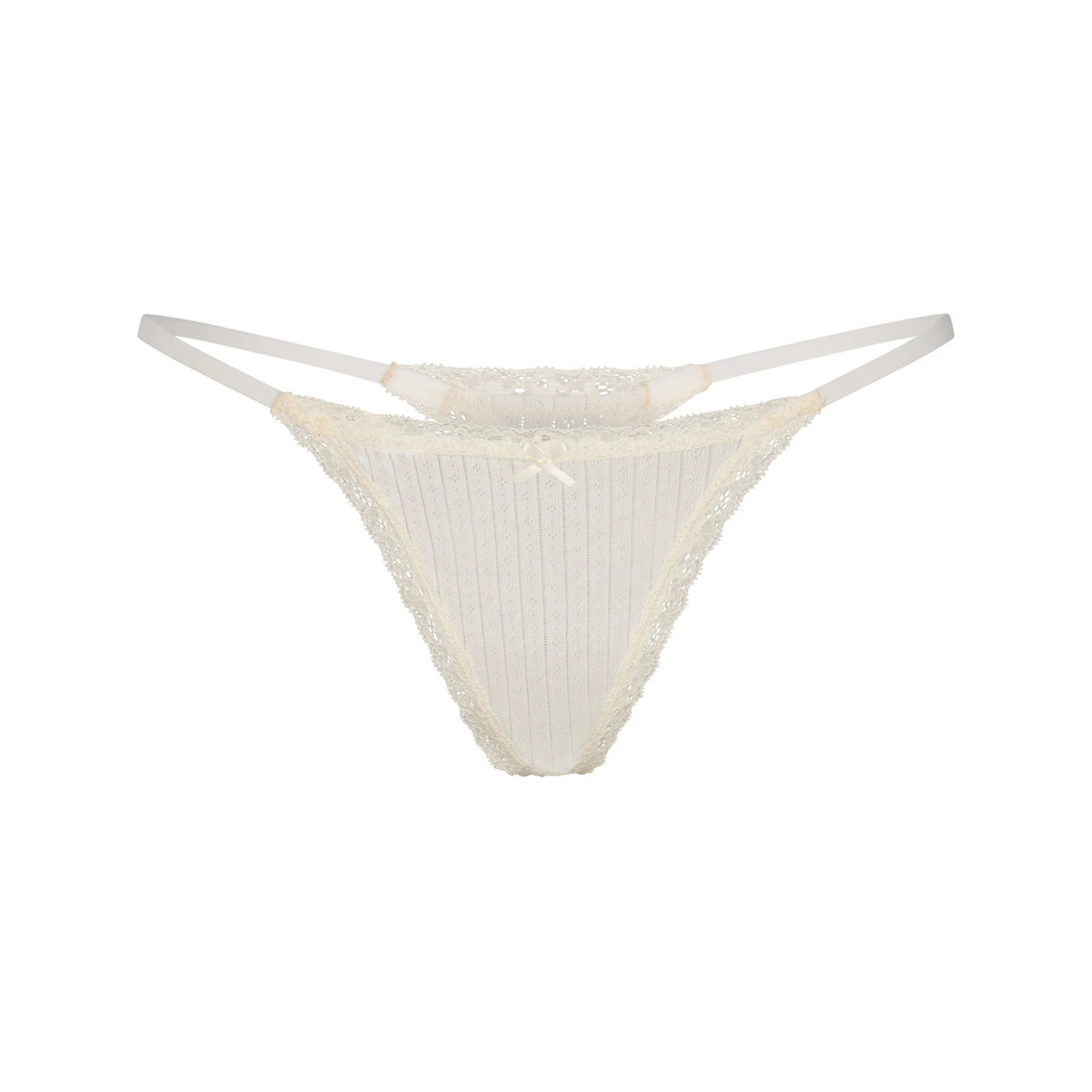 LIGHTWEIGHT COTTON POINTELLE LACE STRING THONG | MARBLE TONAL