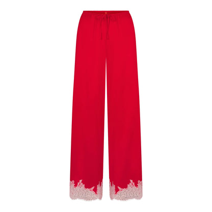 SILK LACE STRAIGHT LEG PANT | RUBY CONTRAST