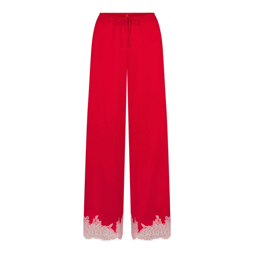 SILK LACE STRAIGHT LEG PANT | RUBY CONTRAST