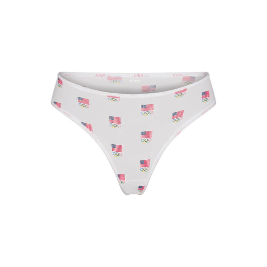 SKIMS FOR TEAM USA FITS EVERYBODY OLYMPIC DIPPED FRONT THONG | WHITE