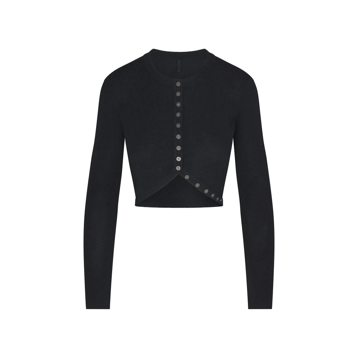 ESSENTIAL KNIT ROUNDED CROPPED CARDIGAN | ONYX