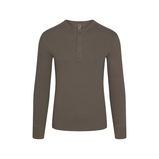 SKIMS COTTON RIB MENS HENLEY | JUNGLE
