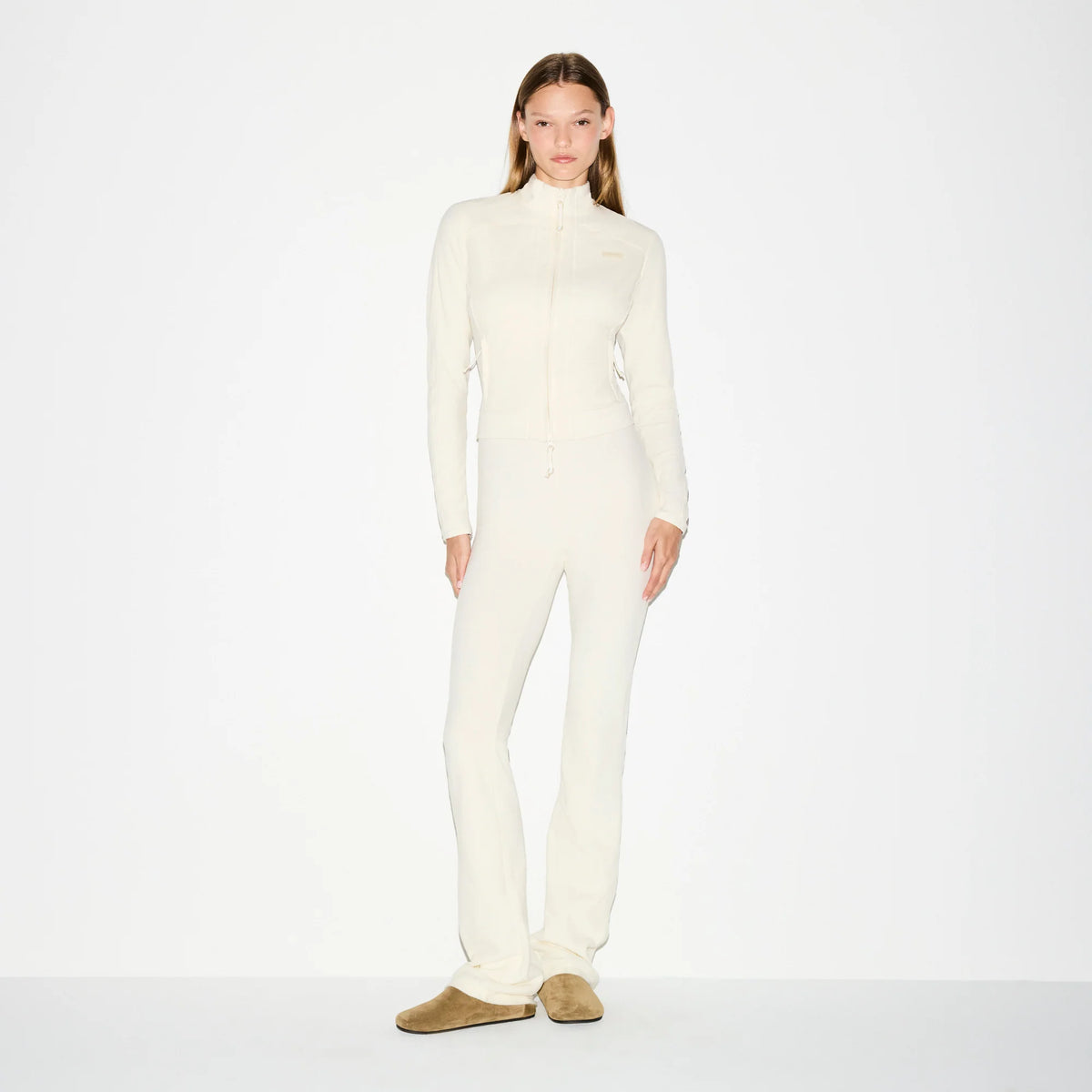 OUTDOOR FLEECE FITTED JACKET | ECRU
