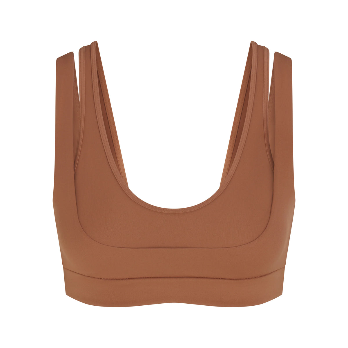 NikeSKIMS MATTE DOUBLE STRAP SCOOP BRA | CAROB BROWN
