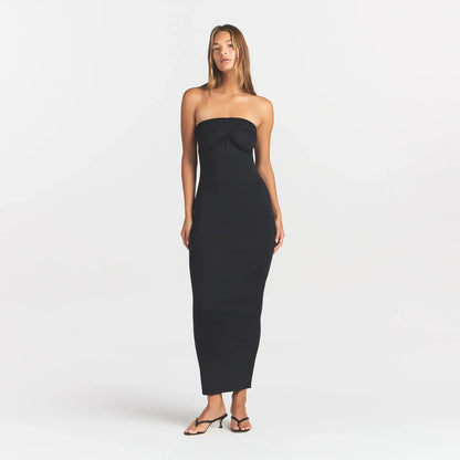 SMOOTH LAYERS CONVERTIBLE LONG DRESS | OBSIDIAN