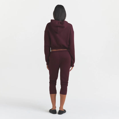 COTTON FLEECE CROPPED HOODIE WITH EMBOSSED LOGO | CURRANT