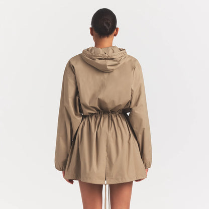 WOVEN COTTON OVERSIZED ANORAK | DESERT