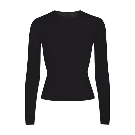 FEATHERWEIGHT CASHMERE LONG SLEEVE TOP | ONYX
