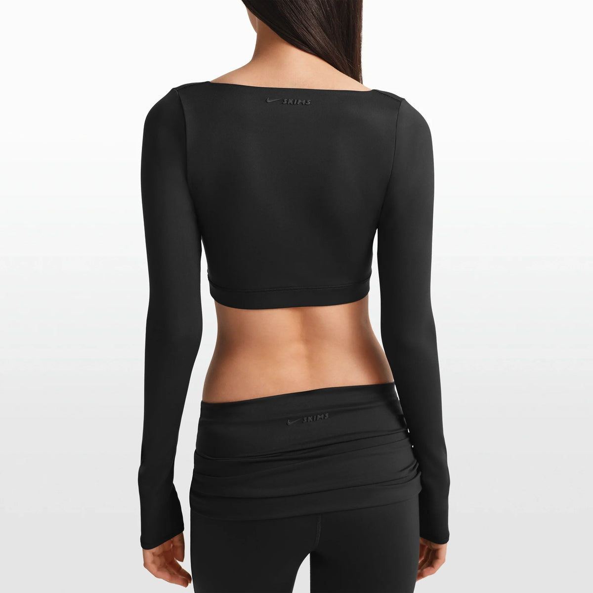 NikeSKIMS MATTE WRAP LONG SLEEVE CROPPED TOP | OBSIDIAN