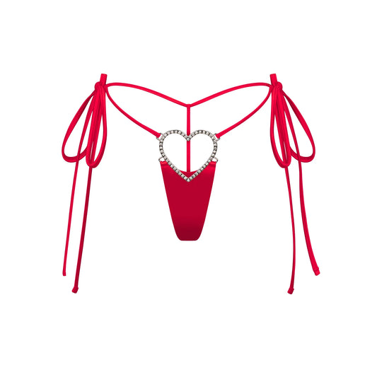 NOVELTY INTIMATES HEART CHARM STRING THONG | RUBY