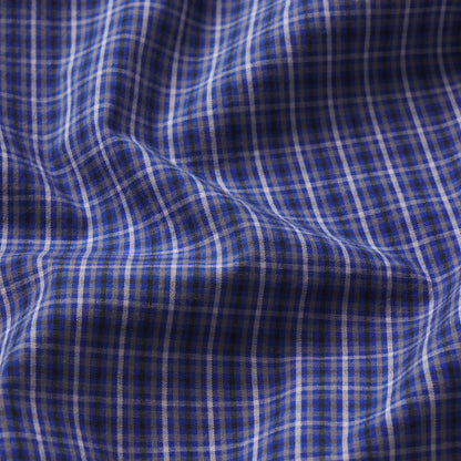 COTTON POPLIN SHRUNKEN BUTTON UP SHIRT | NAVY CHECK