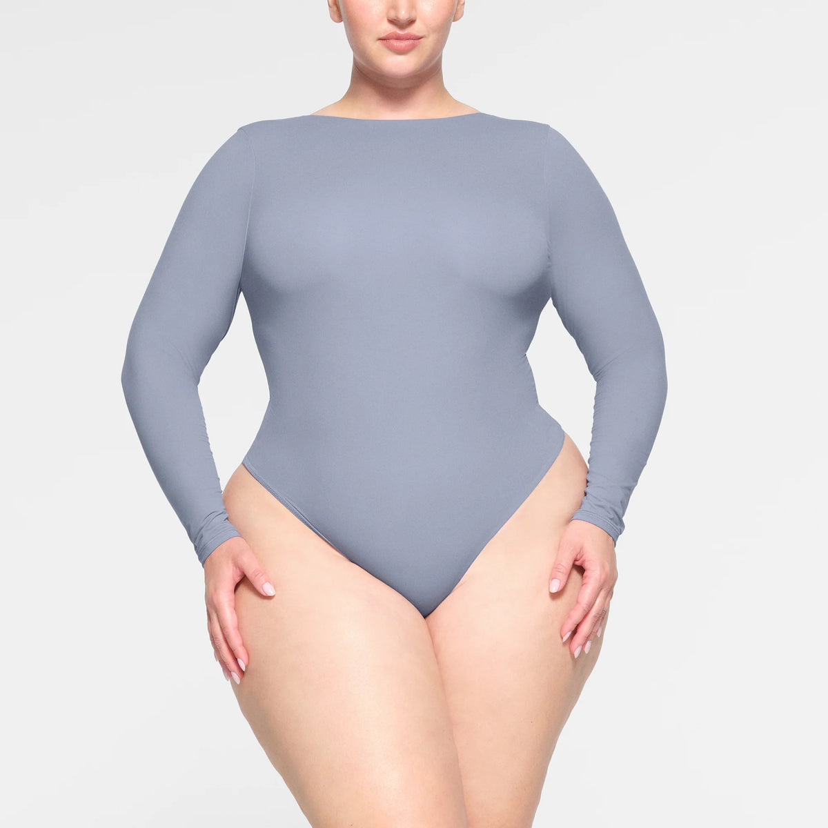 FITS EVERYBODY LONG SLEEVE LOW BACK BODYSUIT | SLATE