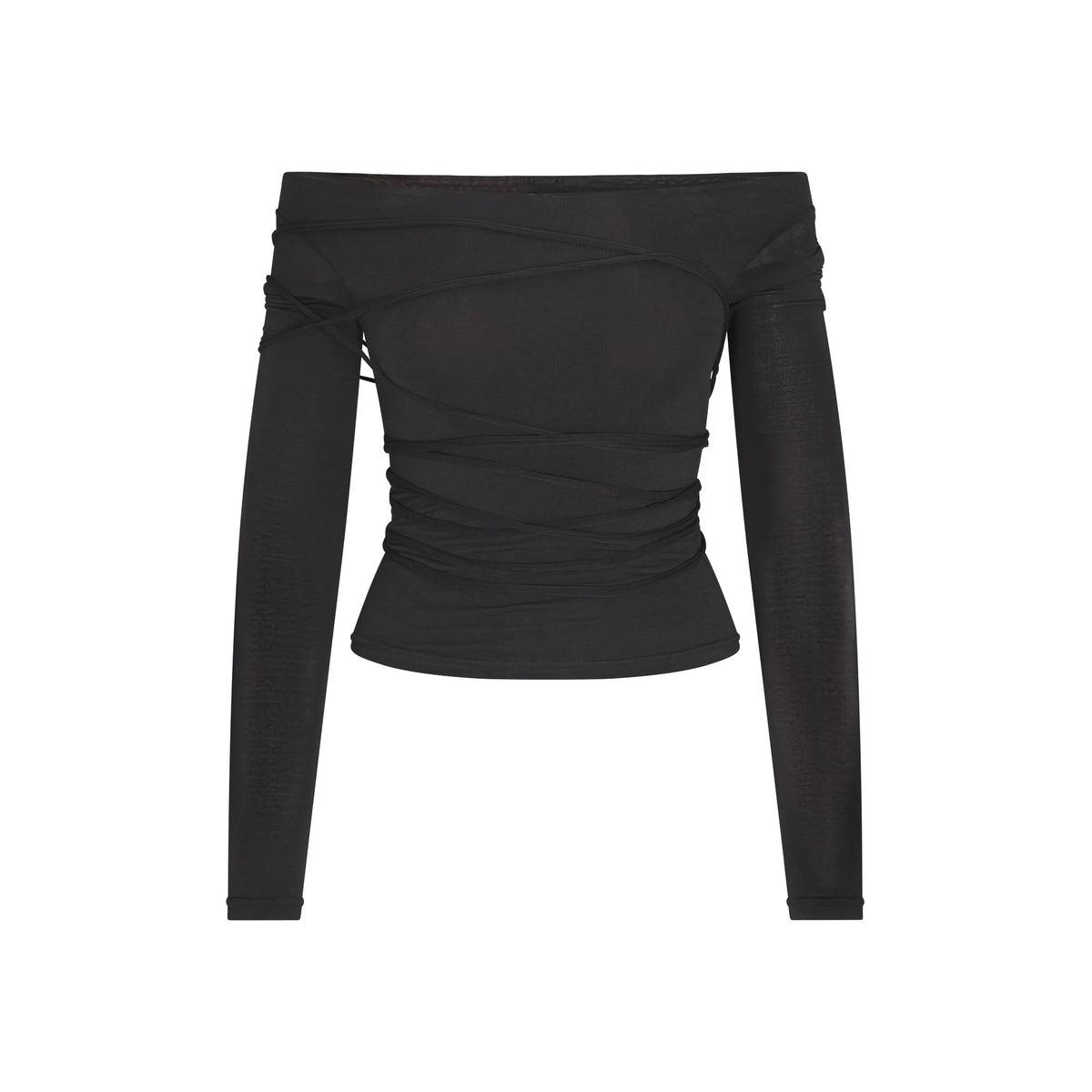 VETTESE X SKIMS SHEER MODAL OFF THE SHOULDER TOP | ONYX