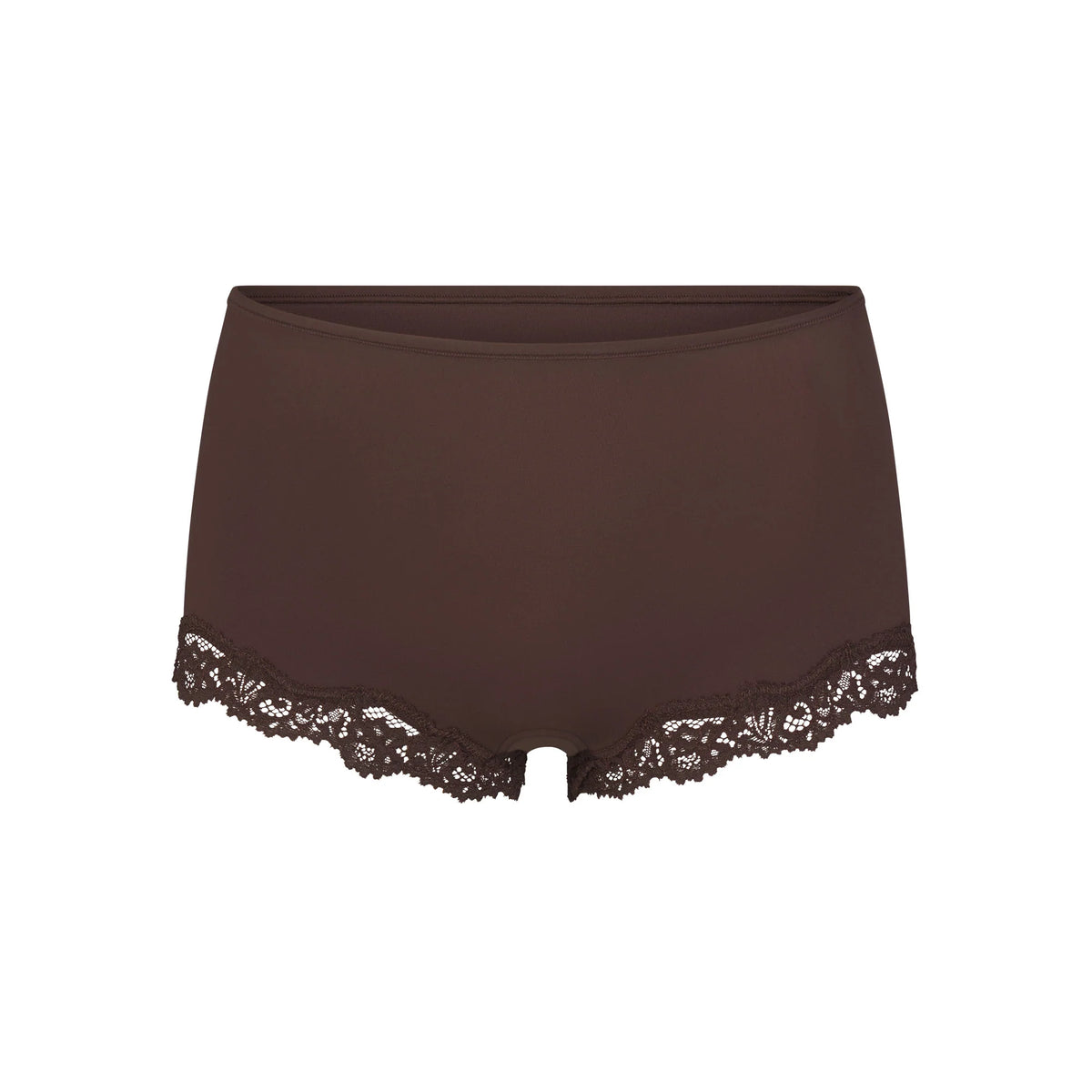 FITS EVERYBODY LACE TRIANGLE CAMI AND BOY SHORT SET | ESPRESSO