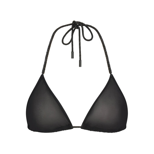 RHINESTONE KNIT TRIANGLE BRALETTE | ONYX