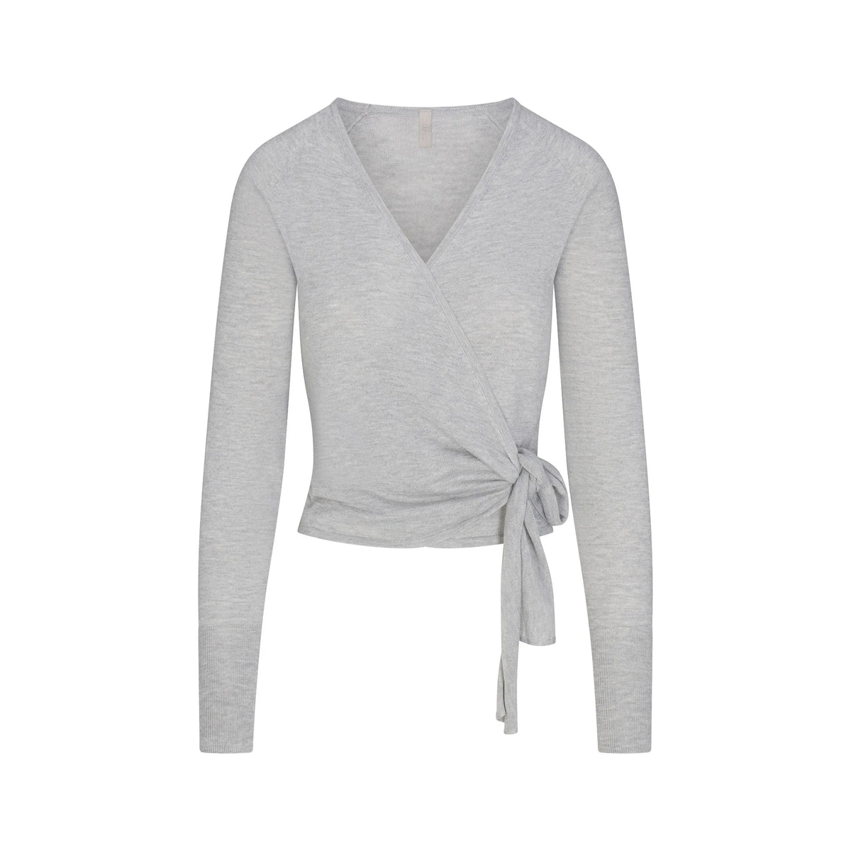 ESSENTIAL KNIT WRAP SWEATER | MID HEATHER GREY