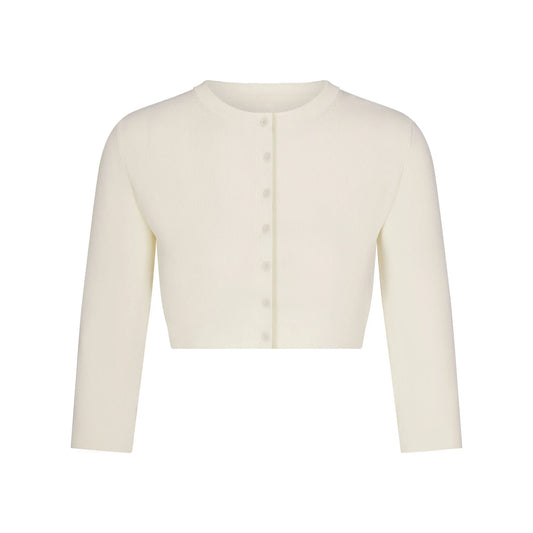 REFINED KNIT CROPPED CARDIGAN | EGRET