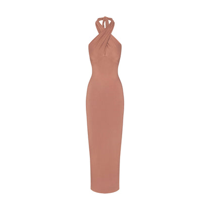 SMOOTH LAYERS CONVERTIBLE LONG DRESS | NUTMEG