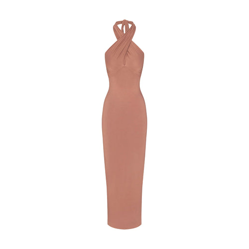SMOOTH LAYERS CONVERTIBLE LONG DRESS | NUTMEG