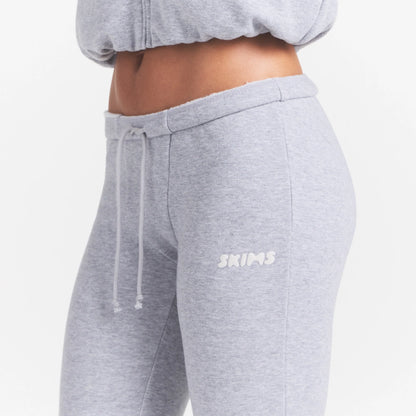 COTTON FLEECE LEGGING WITH EMBOSSED LOGO | HEATHER GREY