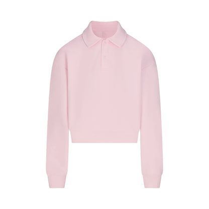 COTTON FLEECE POLO SWEATSHIRT | CHERRY BLOSSOM