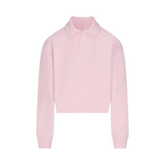 COTTON FLEECE POLO SWEATSHIRT | CHERRY BLOSSOM