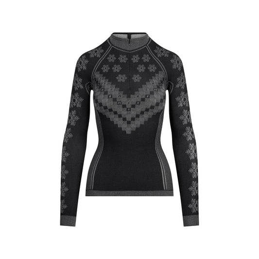 SKIMS FIRST LAYERS HALF ZIP LONG SLEEVE | OBSIDIAN WINTER FAIR ISLE