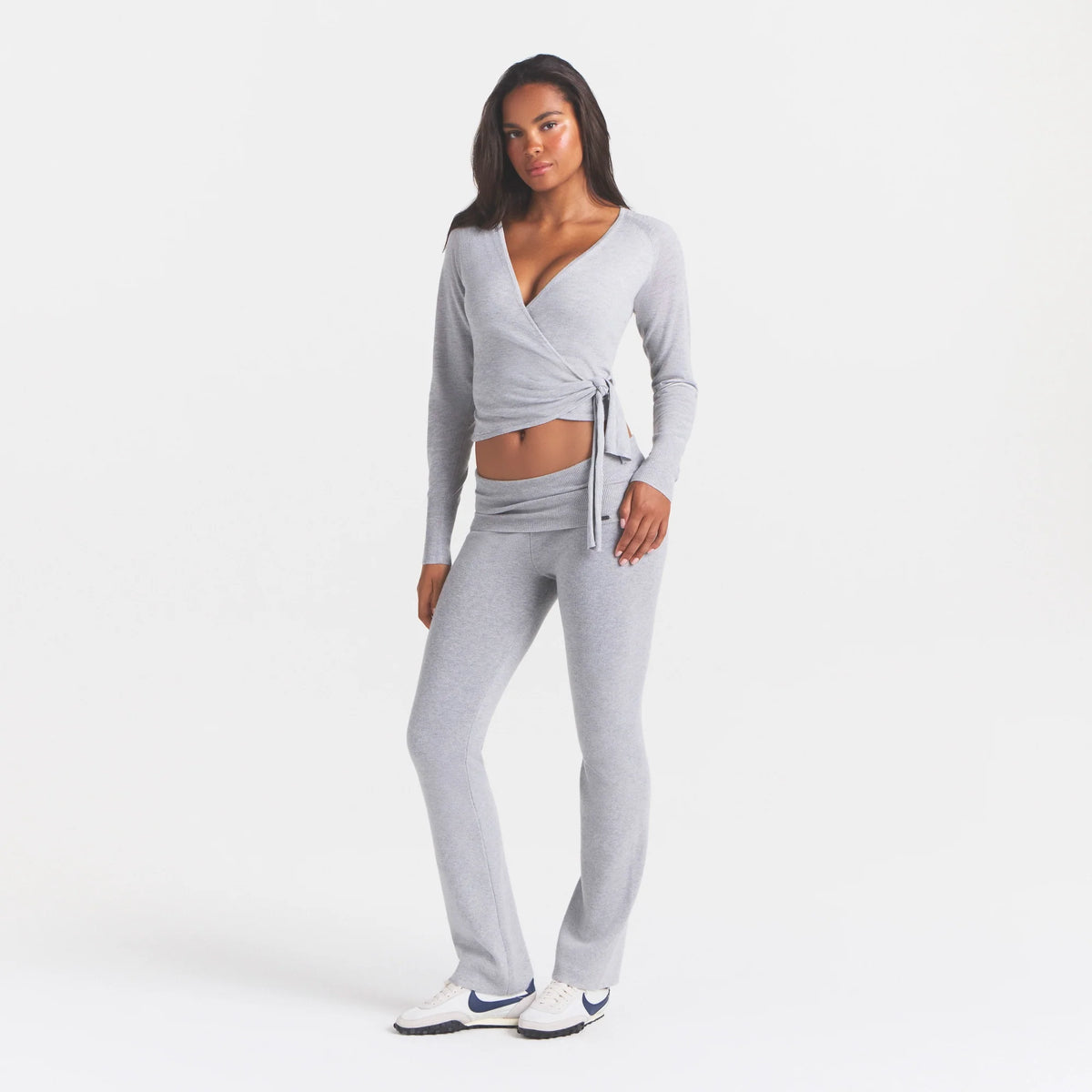 ESSENTIAL KNIT FOLDOVER PANT | MID HEATHER GREY