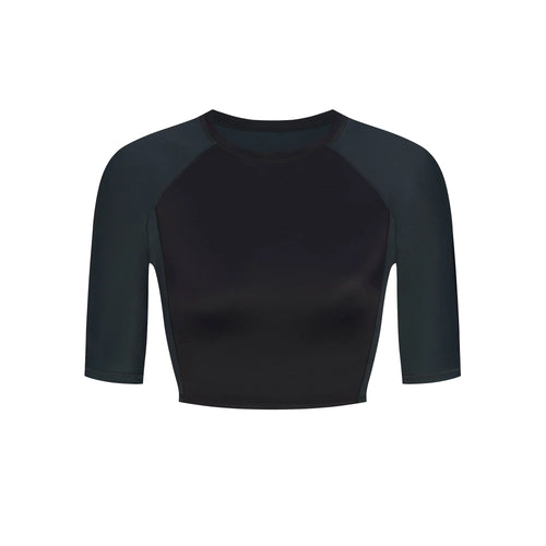 NikeSKIMS SHINE PADDED HALF SLEEVE CROP TOP | OBSIDIAN AND DARK TEAL