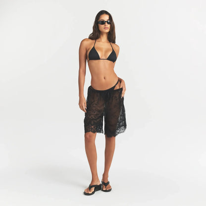 ULTRA FINE LACE LONG SHORT | OBSIDIAN