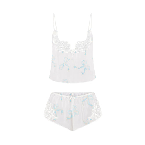 SKIMS ROMANCE CAMI AND SHORT SET | IVORY PEARL BOWS PRINT