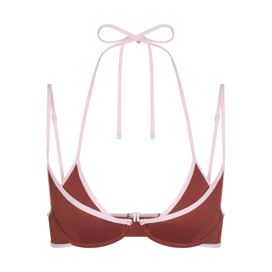 SIGNATURE SWIM LAYERED PLUNGE BIKINI TOP | HENNA CONTRAST