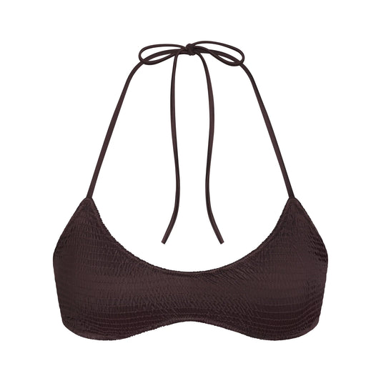 SATIN SWIM SMOCKED SCOOP BIKINI TOP | PHOENIX