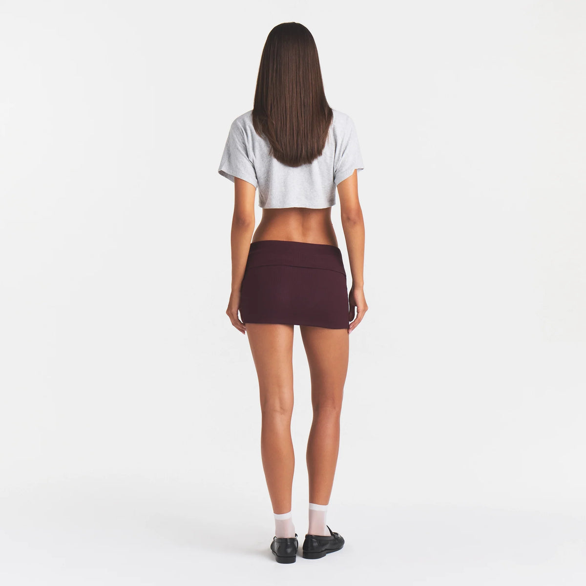 COTTON RIB FOLDOVER MINI SKIRT | CURRANT