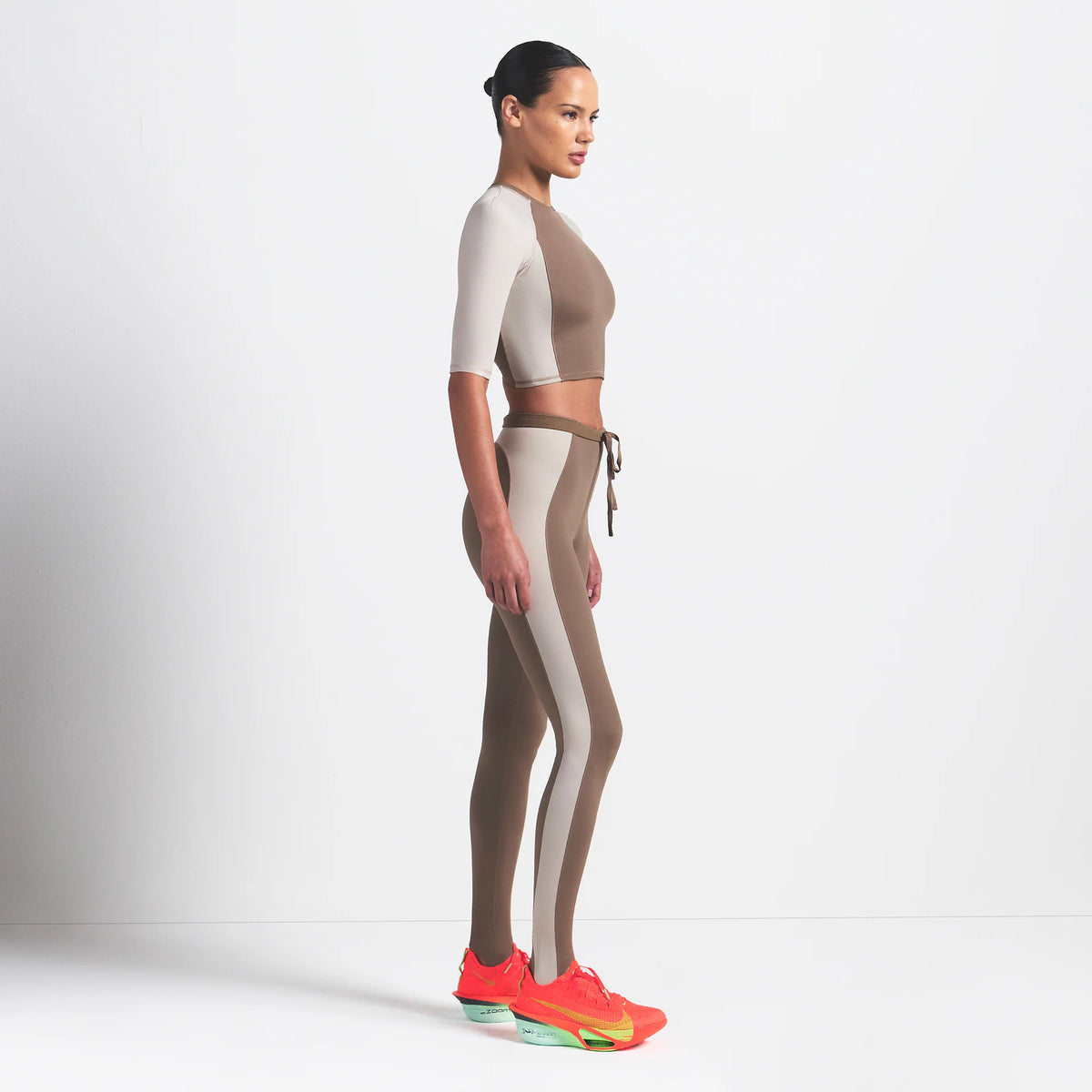 NikeSKIMS SHINE PADDED HALF SLEEVE CROP TOP | TRUFFLE AND STONE