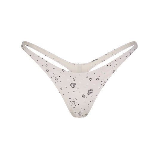 SIGNATURE SWIM THONG BIKINI BOTTOM | ECRU BANDANA PRINT