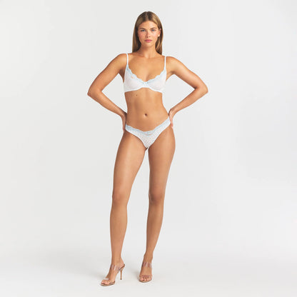 FITS EVERYBODY LACE DIPPED THONG | SLATE PIN DOT PRINT